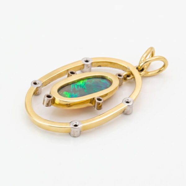 18ct Gold Black Opal And Diamond Pendant