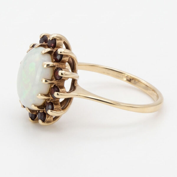9ct Gold Garnet and Opal Cluster Ring C1950