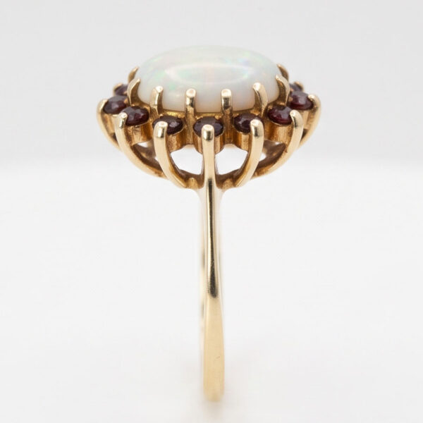9ct Gold Garnet and Opal Cluster Ring C1950