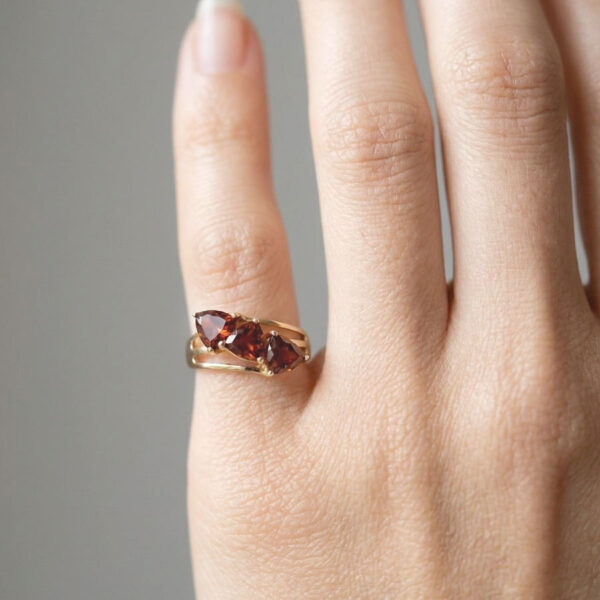 9ct-Gold-Orange-Garnet-Crossover-Ring-4 9ct Gold Orange Garnet Crossover Ring