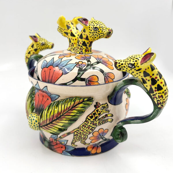 Ardmore-Hand-Painted-Leopard-Lidded-Bowl-CN-2002-2 Ardmore Hand Painted Leopard Lidded Bowl CN 2002