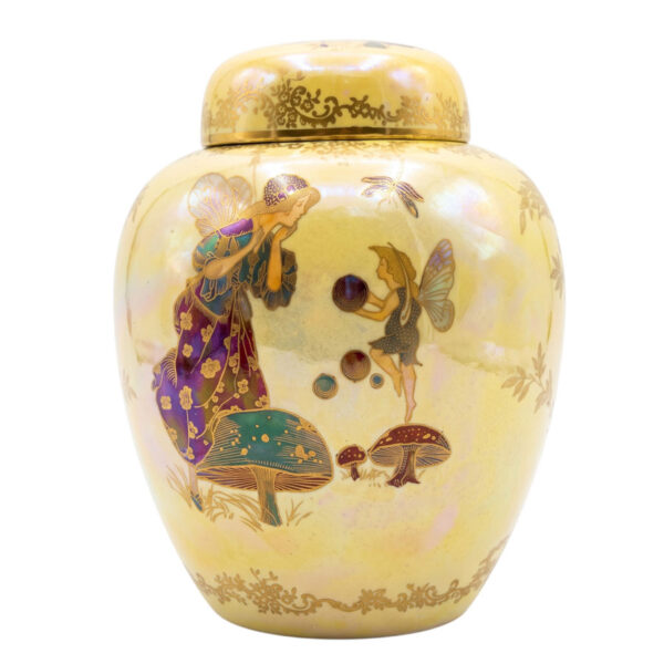 Crown-Devon-Fieldings-Art-Deco-Fairies-Ginger-Jar-C1930 Crown Devon Fieldings Art Deco Fairies Ginger Jar C1930