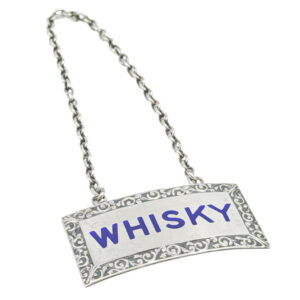Hallmarked Birmingham Silver Liquor Whisky Enamel Decanter Label