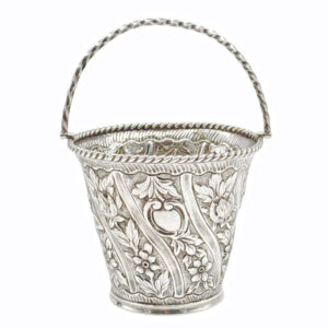 Hallmarked Silver Bon Bon Basket With Swing Handle  London 1887