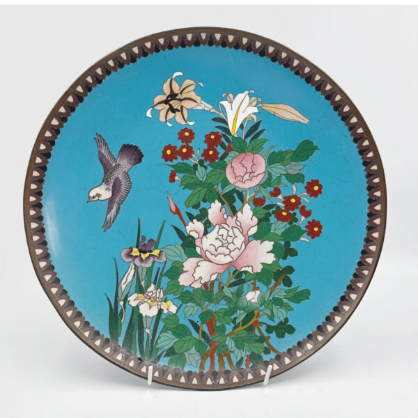 Japanese-Cloisonné-Tree-and-Bird-Scene-C1890-Charger-1 Japanese Cloisonné Tree and Bird Scene C1890 Charger