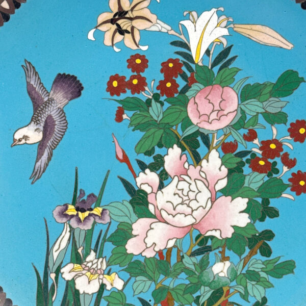 Japanese-Cloisonné-Tree-and-Bird-Scene-C1890-Charger-2 Japanese Cloisonné Tree and Bird Scene C1890 Charger