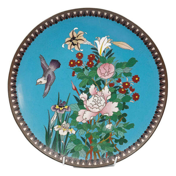 Japanese-Cloisonné-Tree-and-Bird-Scene-C1890-Charger Japanese Cloisonné Tree and Bird Scene C1890 Charger
