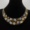Käthe Ruckenbrod Hand Forged Modernist Moonstone 14ct Gold Necklace Collar C1960