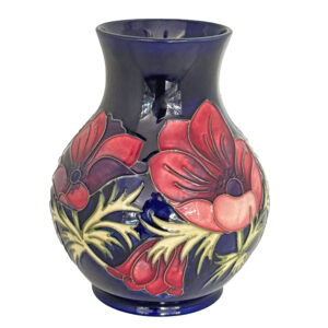 Moorcroft Large Anemone Vase On Blue Ground C1975