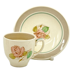 Susie Cooper Patricia Rose Green Grey Banded Demitasse Duo