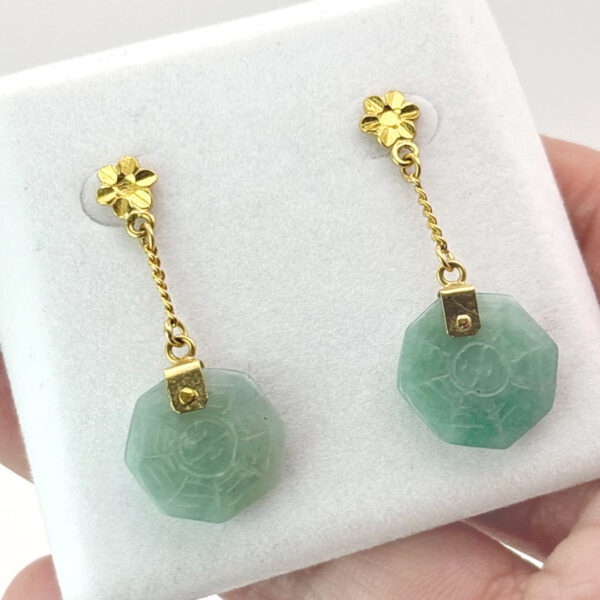 21ct-Gold-Jadeite-Pendant-Earrings-1 Chinese 21ct Gold Jadeite Pendant Earrings