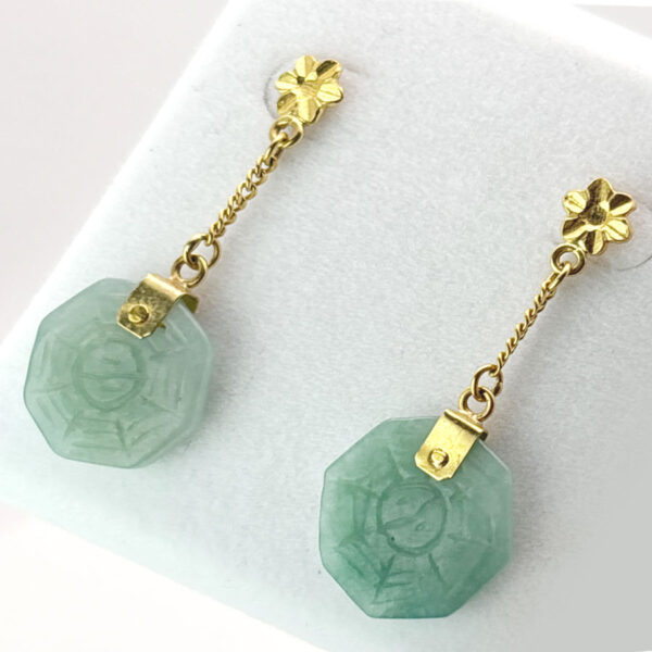 21ct-Gold-Jadeite-Pendant-Earrings-2 Chinese 21ct Gold Jadeite Pendant Earrings