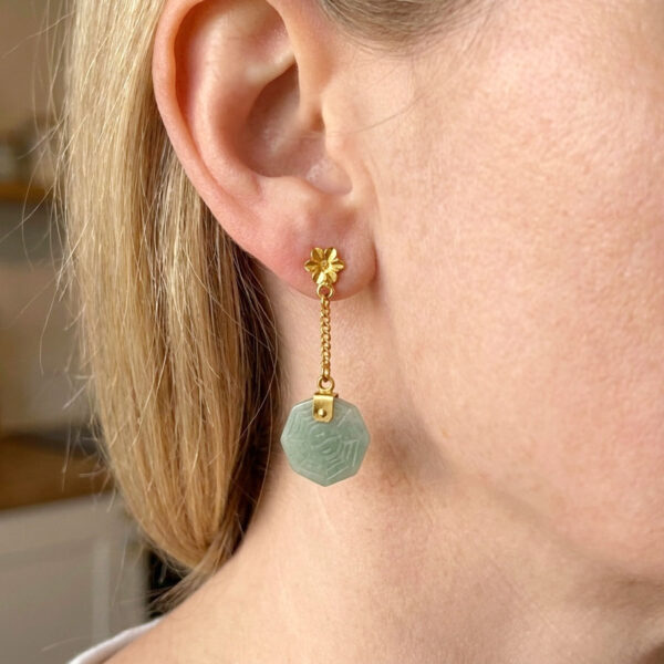 21ct-Gold-Jadeite-Pendant-Earrings-3 Chinese 21ct Gold Jadeite Pendant Earrings