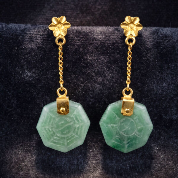 21ct-Gold-Jadeite-Pendant-Earrings-4 Chinese 21ct Gold Jadeite Pendant Earrings