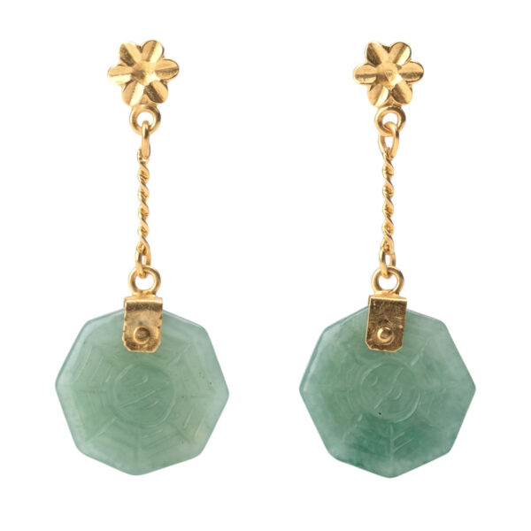 21ct-Gold-Jadeite-Pendant-Earrings Chinese 21ct Gold Jadeite Pendant Earrings
