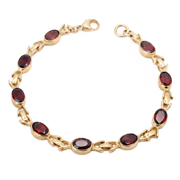 9ct Gold & Garnet Articulated Line Bracelet