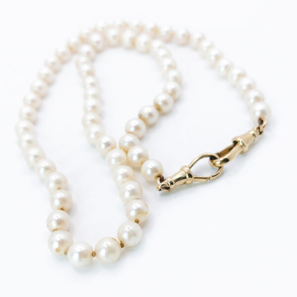 9ct Gold Dog-Clip Clasps Single-Strand Cultured Pearl Necklace