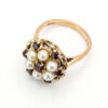 9ct Gold Garnet and Pearl Cluster Ring c1970