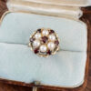 9ct Gold Garnet and Pearl Cluster Ring c1970