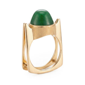 9ct Gold Jade Retro Modernist Ring