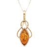 9ct-Gold-Marquise-Amber-Pendant-with-Fine-Chain 9ct Gold Marquise Amber Pendant with Chain