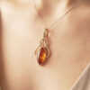 9ct-Gold-Marquise-Amber-Pendant-with-Fine-Chain-5 9ct Gold Marquise Amber Pendant with Chain