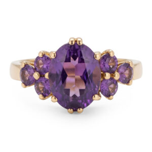 9ct Rose Gold Claw Set With Seven Amethysts Ring