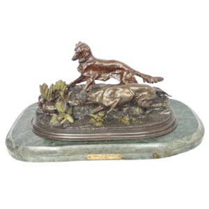 Bronze Cold Painted Pointer Dog Scene After PJ Mene French