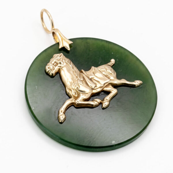 Chinese-14Ct-Gold-Jadeite-Chinese-Pendant-Applied-Horse-1 Chinese 14Ct Gold Jadeite Chinese Pendant Applied Horse
