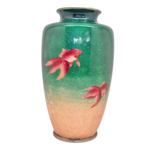 Japanese Ginbari Cloisonné Ota Toshiro Meiji Period Goldfish Vase