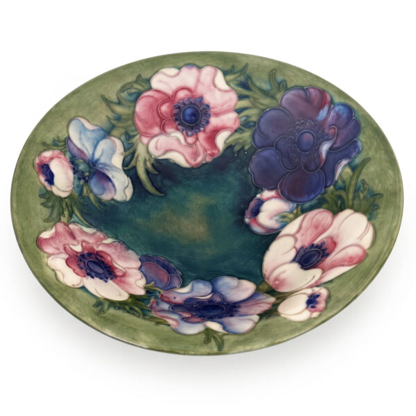 Walter-Moorcroft-Anemone-Green-Blue-Ground-Footed-Bowl-C1949-1 Walter Moorcroft Anemone Green Blue Ground Footed Bowl C1949