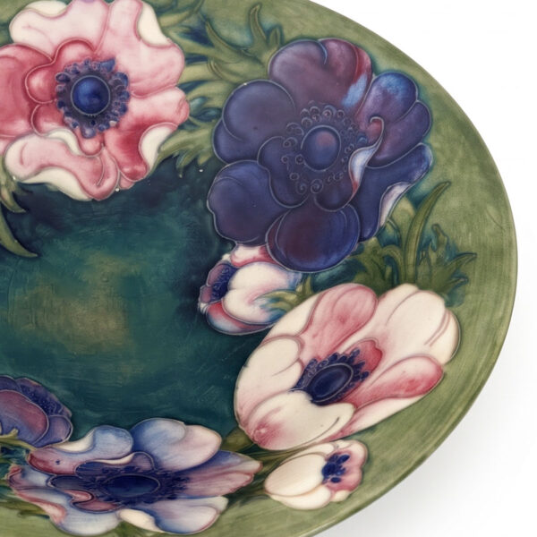 Walter-Moorcroft-Anemone-Green-Blue-Ground-Footed-Bowl-C1949-2 Walter Moorcroft Anemone Green Blue Ground Footed Bowl C1949