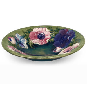 Walter Moorcroft Anemone Green Blue Ground Footed Bowl C1949