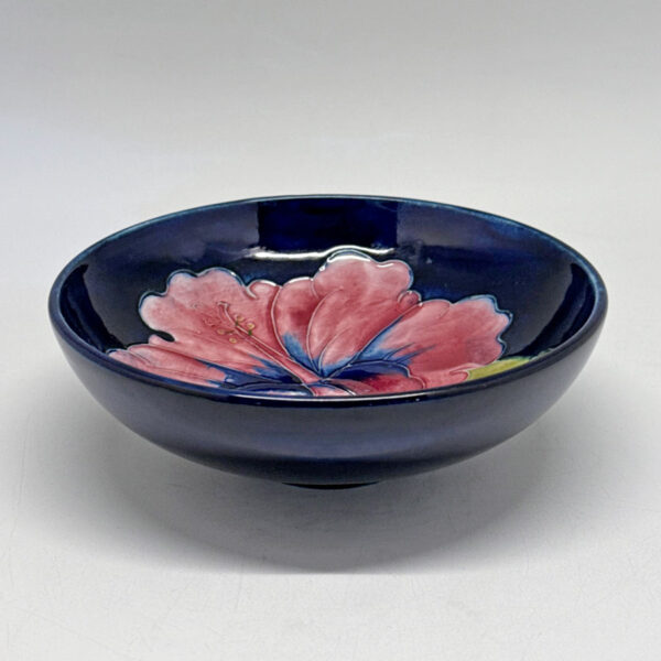 Walter-Moorcroft-Hibiscus-Bowl-On-Blue-Ground-1 Walter Moorcroft Hibiscus Bowl On Blue Ground